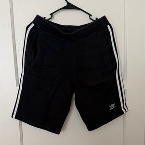 Adidas Originals Men's Black Athletic Shorts with White Stripes